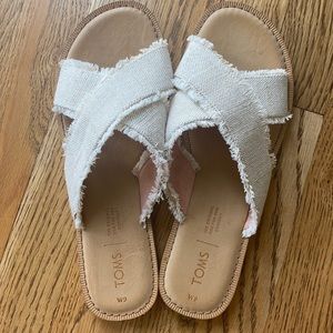 Size 9 Toms Viv Natural Metallic Jute Sandals